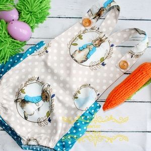 Baby Girl CottonTail Blue Dots Romper